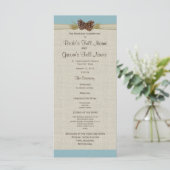 Pijnkegels en Burlap Blue bruiloft programma (Staand voorkant)