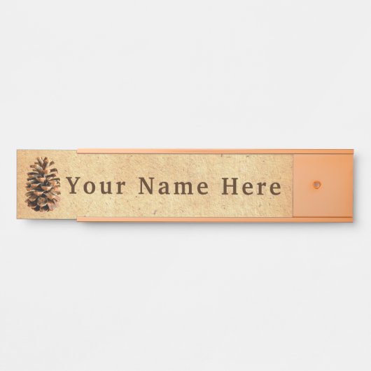 Pijnkloon op oud papier deurbordje (Voorkant)