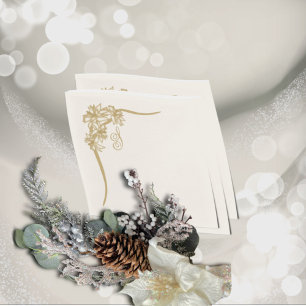 Pijnlijke Poinsettia Kant Monogramed Servet