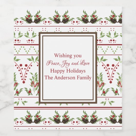 Pijnpitten en bessen met een etiket van gepatterde (Enkel label)