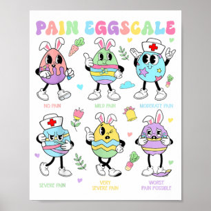 Pijnschaal Pasen Dag Cute Bunny Eieren Verpleegste Poster