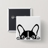 Pijnse hond vierkante button 5,1 cm (Voorkant /achterkant)