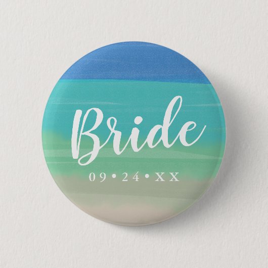 Pijnse zand- en oceaanbruiloft ronde button 5,7 cm (Voorkant)