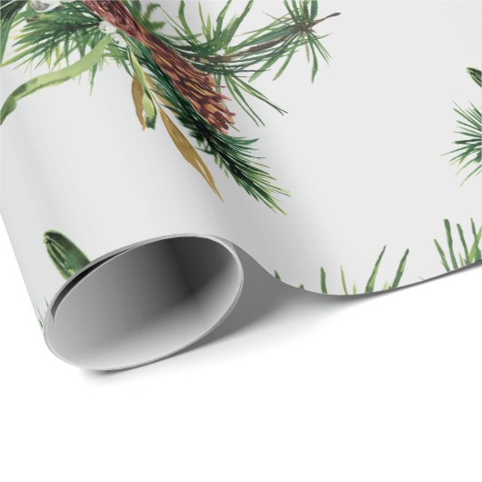 Pijnsteenkool en Evergreen Branch Wrapping Paper Cadeaupapier (Rol Hoek)