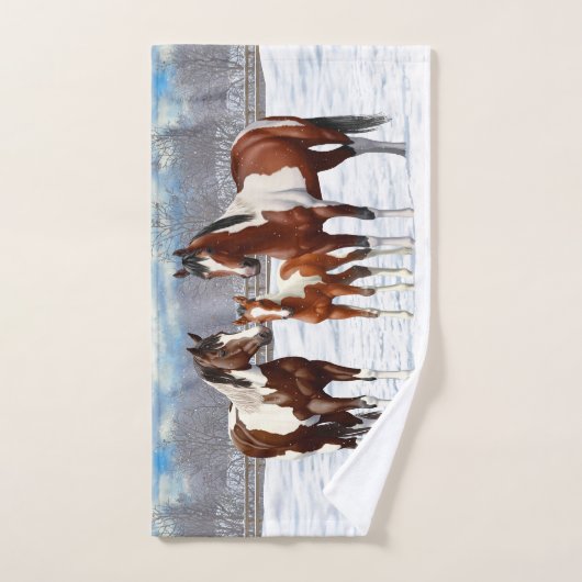 Pijnstokpaardjes in wintersneeuw bad handdoek (Handdoek)