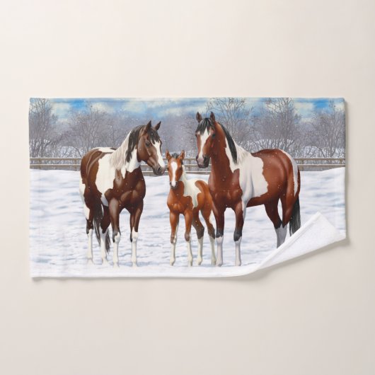 Pijnstokpaardjes in wintersneeuw bad handdoek (Handdoek)
