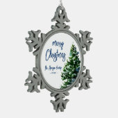 Pijnstructuur met sneeuwschilderende Waterverf Tin Sneeuwvlok Ornament (Links)