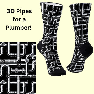Pijpen, 3D-buizen voor de stekker op zwart Sokken