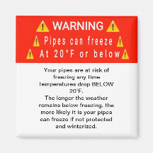 Pijpen bevriezen bij temp waarschuwingsmagneet