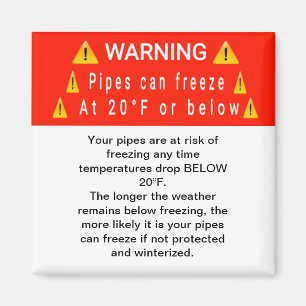 Pijpen bevriezen bij temp waarschuwingsmagneet magneet
