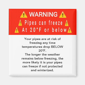 Pijpen bevriezen bij temp waarschuwingsmagneet magneet