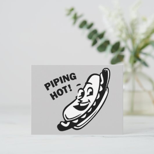 PIJPEN HOT! Retro Hot Dog - zwart en wit Briefkaart (Staand voorkant)