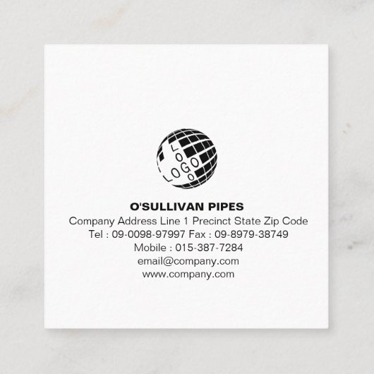 Pijplaag Loodgieter Loodgieterswerk Vierkant Visit Vierkante Visitekaartje (Achterkant)