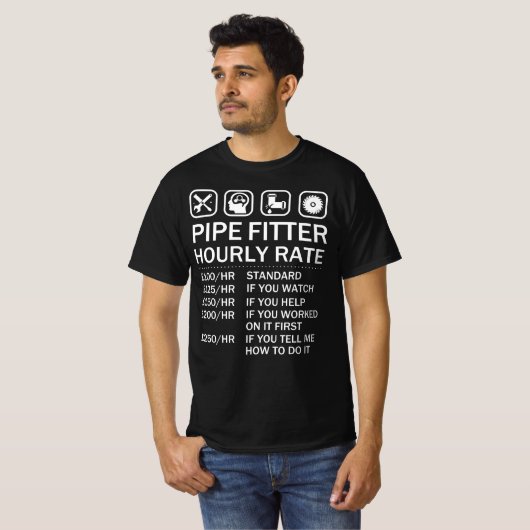 Pijpleiding Fitter Plumber Uurly Rate Plumbing T-shirt (Voorkant volledig)