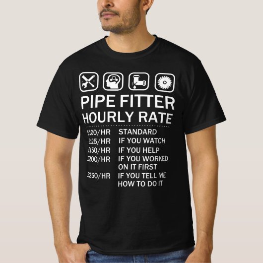 Pijpleiding Fitter Plumber Uurly Rate Plumbing T-shirt (Voorkant)
