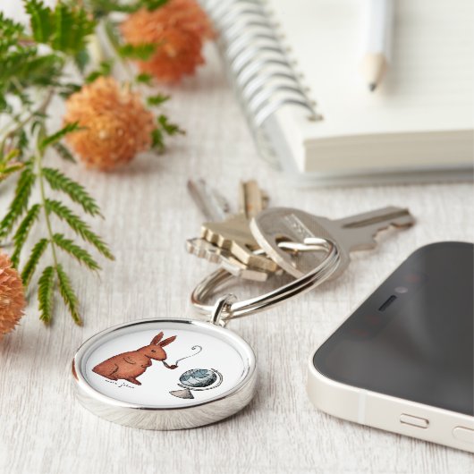pijprookkonijn - ronde sleutelhanger (Zijkant)