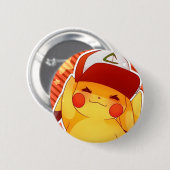 Pikachu Trainer Hoed Ronde Button 5,7 Cm (Voorkant /achterkant)