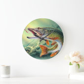 PIKE FISHING WALL CLOCK GROTE KLOK (Huis)