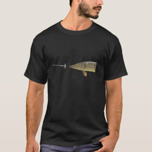Pike Hunter Visser Ontwerp Pike Motief met lange m T-shirt