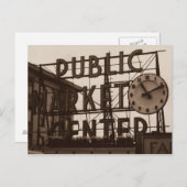 Pike Place Market, carte postale Seattle, style vi (Devant / Derrière)