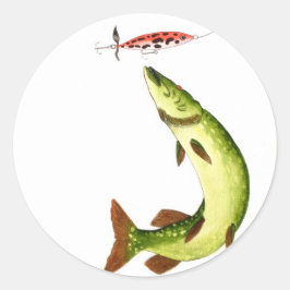 Pike Vissen Ronde Sticker