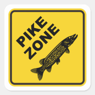 Pike Vissen Zone-teken Vierkante Sticker