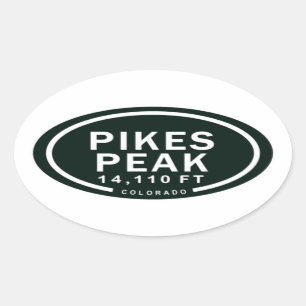 Pikes Peak 14,110 FT Colorado Rocky Mountain Ovale Sticker