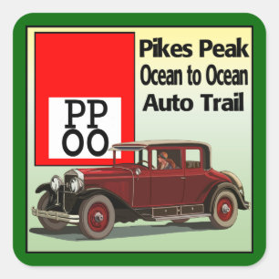 Pikes Peak Ocean to Ocean Auto Trail Vierkante Sticker