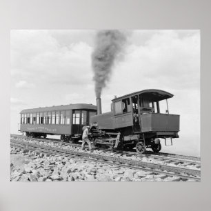 Pikes Peak-spoorweg, 1900. Oude foto Poster
