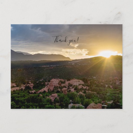 Pikes Peak Sunset Haze Merci Carte Postale (Devant)
