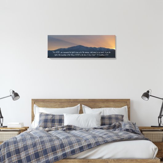Pike's Peak Sunset met Bijbelvers Canvas Afdruk (Insitu (Slaapkamer))