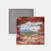 Pikes peak through a Rock Hole Magnet Magneet (Voorkant / Achterkant)