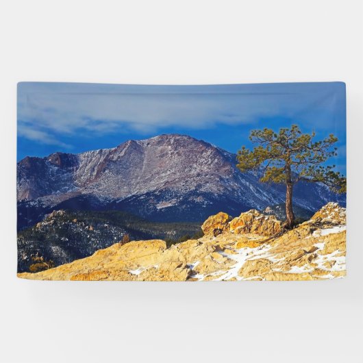Pikes piek met boom in Voorgrond Spandoek (Horizontaal)