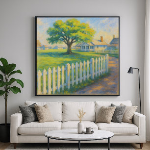 Piketboom - Pastel schilderstijl landschapskunst Poster