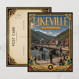 Pikeville Kentucky Vintage Art Deco Gouden Tijdper Briefkaart