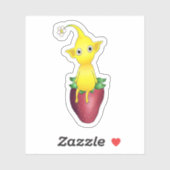 Pikmin jaune sur Sticker fraise (Feuille)