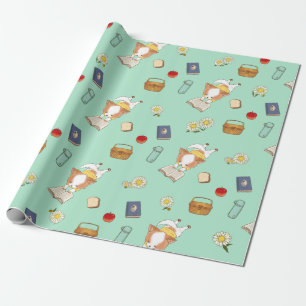 Piknik Tijd Mochi Leest een boek buiten Cadeaupapier