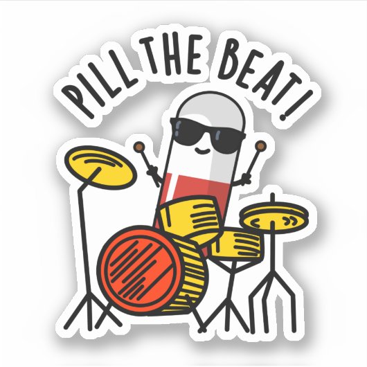 Pil de Beat Funny Medicine Pun Sticker (Voorkant)