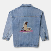 Pilates Badass Workout Kitty Cat Denim Jacket (Achterkant)