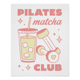 Pilates club matcha liefhebber groen en roze esthe perfect poster