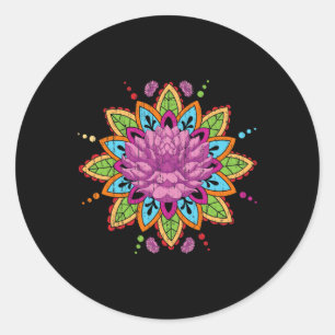 Pilates Fractale Geometrie Bloem Bloesem Yoga Kuns Ronde Sticker