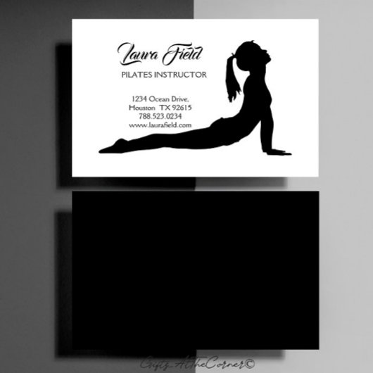 Pilates Instructeur Minimalist Zwart-Wit Visitekaartje