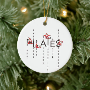 Pilates Kerstman Reformer Kerstmis Keramisch Ornament