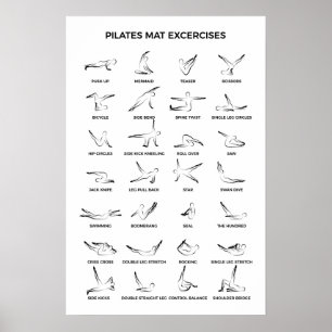 Pilates mat oefeningen poster