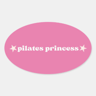 Pilates Princess Pink Heart Design Ovale Sticker
