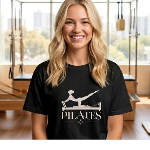 Pilates Reformer Bleek Roze Grafisch T-shirt