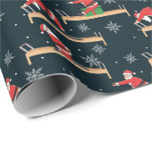 Pilates Reformer Santa Seamless Christmas Patterns Cadeaupapier (Rol Hoek)