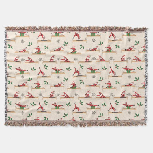 Pilates Reformer Santa Seamless Christmas Patterns Deken (Voorkant)