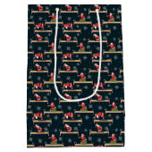 Pilates Reformer Santa Seamless Christmas Patterns Medium Cadeauzakje (Achterkant)