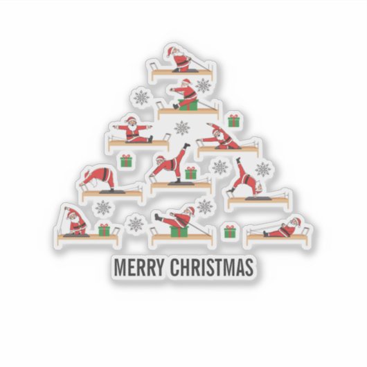 Pilates Santa Reformer Christmas Sticker (Voorkant)